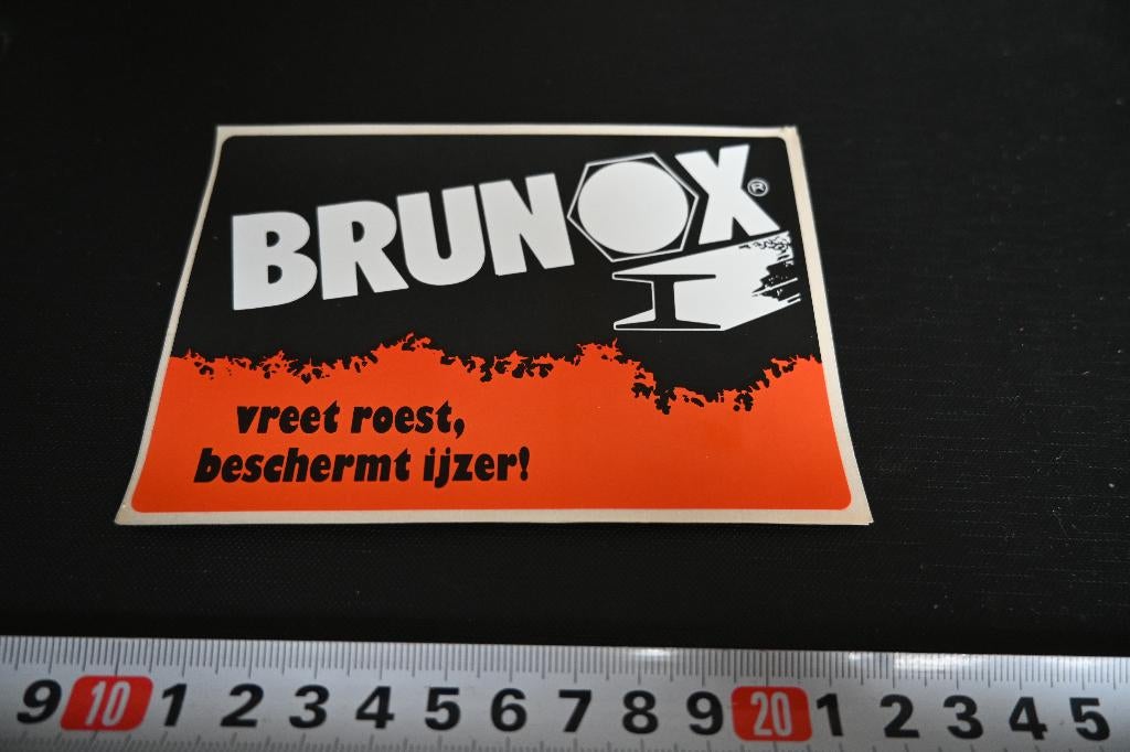 sticker BRUNOX vreet roest, beschermt ijzer !, Ophalen, Zo goed als nieuw