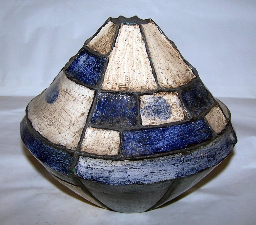 Prachtige unieke design keramische vaas (Bauhaus stijl).Nwst, Antiek en Kunst, Meerkleurig, Vaas, Handgemaakt, Ophalen of Verzenden