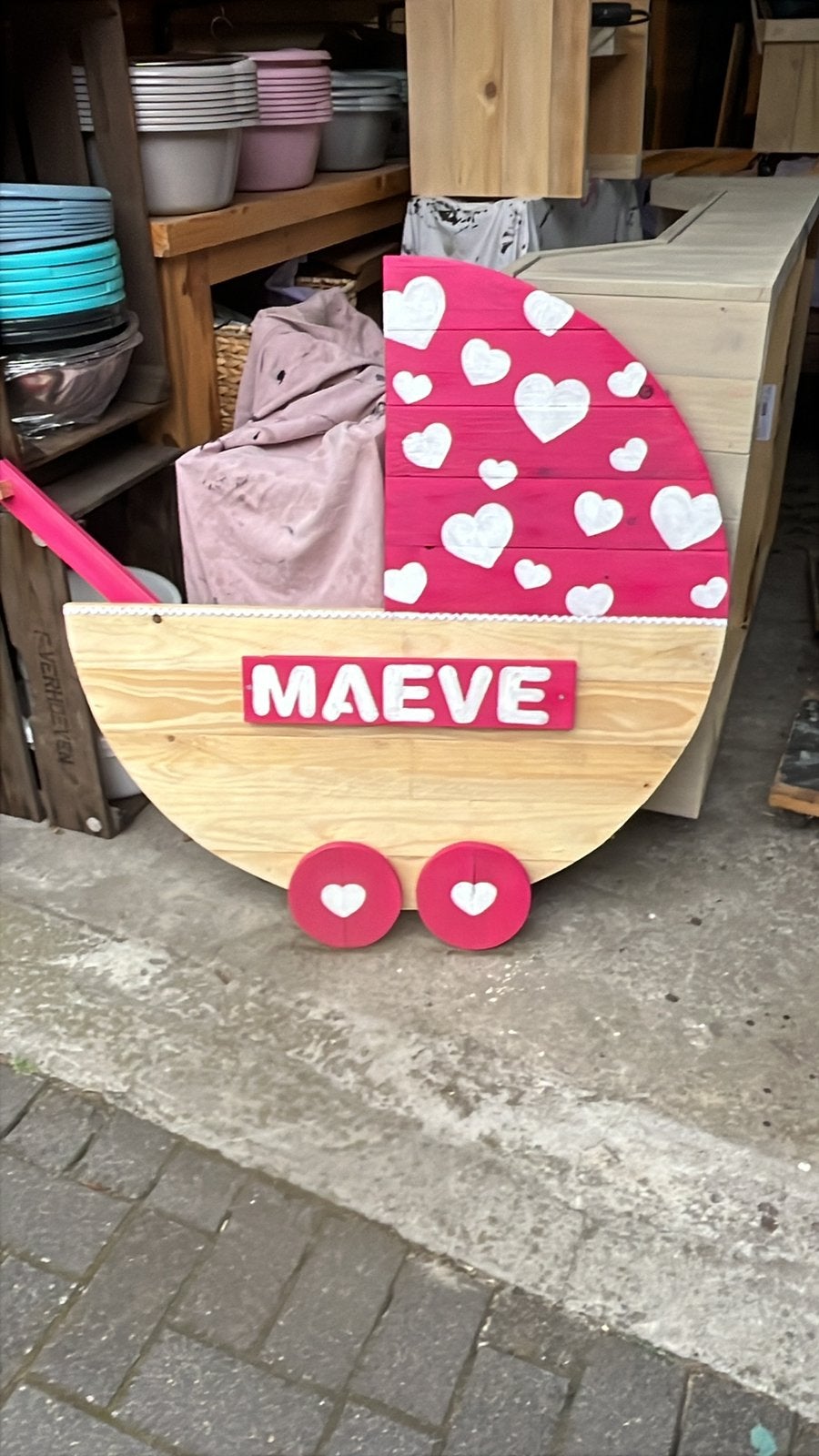 Geboortebord, geboortestoeltje naar wens gemaakt., Kinderen en Baby's, Kraamcadeaus en Geboorteborden, Nieuw, Geboortebord, Ophalen