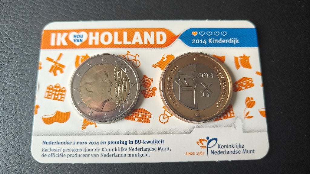 Ik Hou van Holland CoinCard - 2014 Kinderdijk, Postzegels en Munten, Ophalen of Verzenden, Koningin Beatrix, Euro's