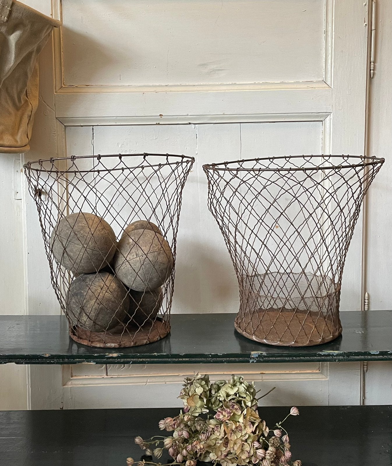 Brocante oude Franse draad prullenmand, Antiek en Kunst, Ophalen of Verzenden