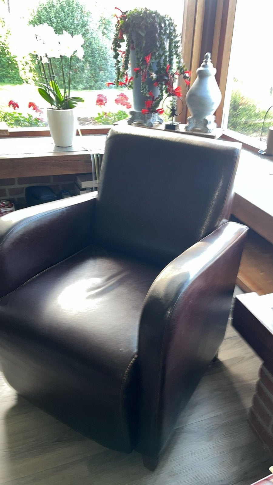 Leren fauteuil, Huis en Inrichting, Ophalen, Gebruikt, 50 tot 75 cm, Leer