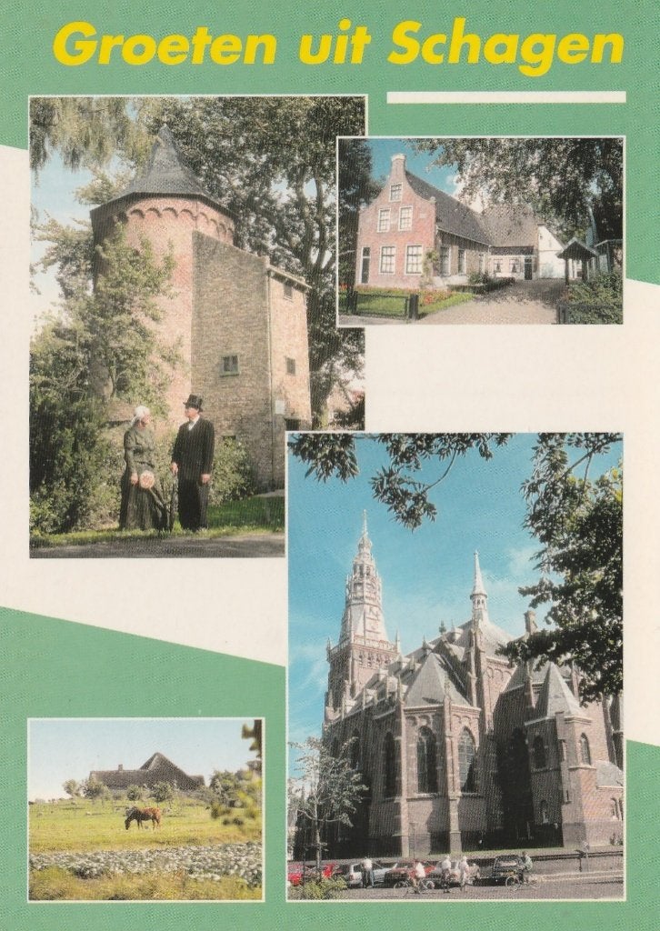 SCHAGEN Toren Boerderij Kerk Groeten, Verzenden, 1980 tot heden, Gelopen, Noord-Holland
