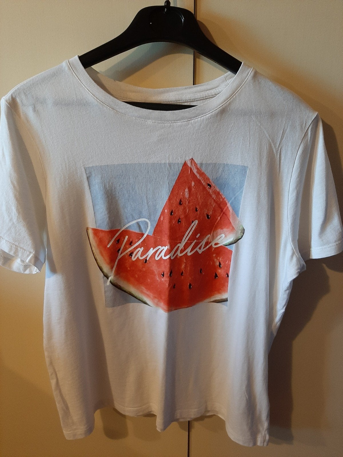 Wit T-shirt met watermeloen print - Maat M, Kleding | Dames, Maat 38/40 (M), H&M, Wit, Ophalen of Verzenden