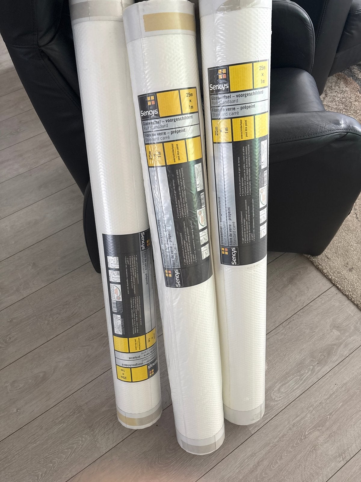 Sencys Glasweefsel Voorgeschilderd - 3 rollen van 25m x 1m, Ophalen, Overige typen, Nieuw, 10 m² of meer