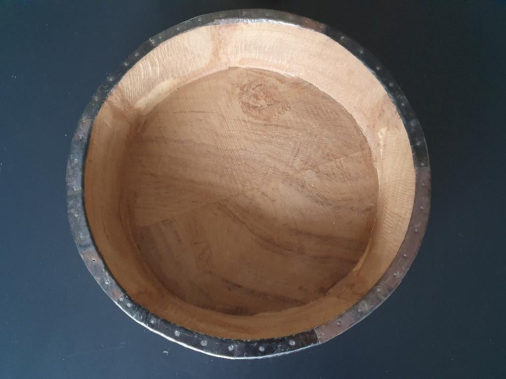 Stoere houten bak / schaal, *, Schaal, *, Rond