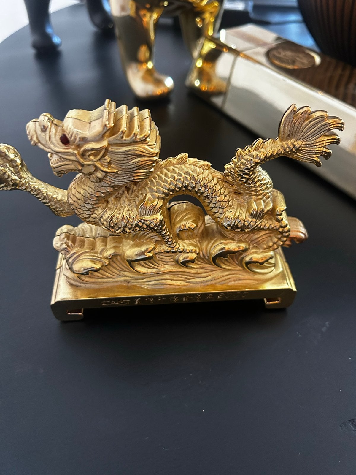 Gouden Draak Beeldje - Oosters Decoratieobject, Gebruikt, Ophalen of Verzenden, Oosters, Goud