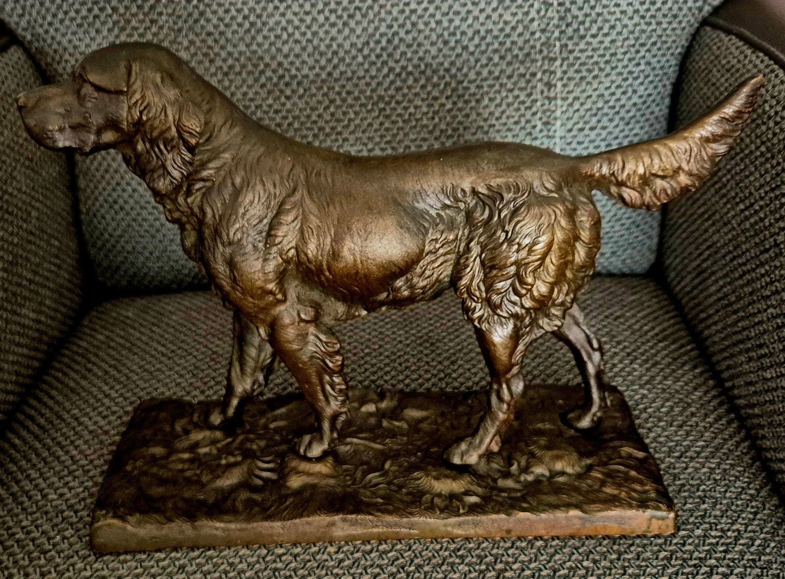 Zwaar Bronzen beeld van hond 36 x 24 x 12 cm weegt ruim 7 kg, Antiek en Kunst, Ophalen of Verzenden, Brons
