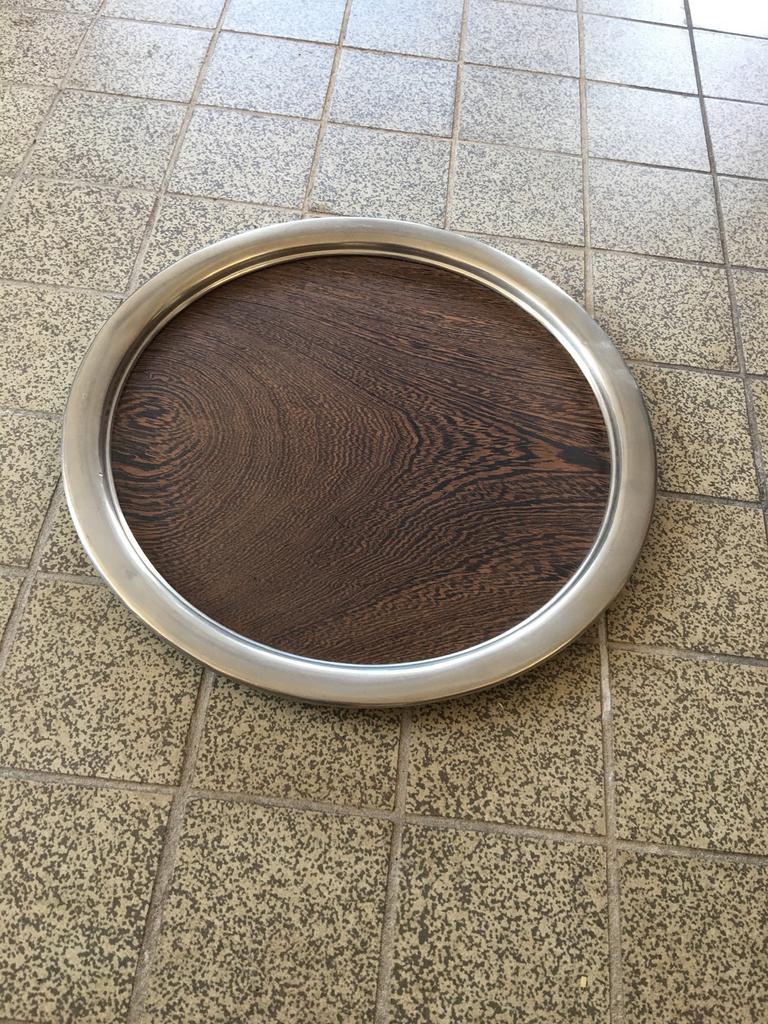 Wenge rond houten dienblad , jaren 70, Gebruikt, Ophalen of Verzenden, Onbekend, Onbekend