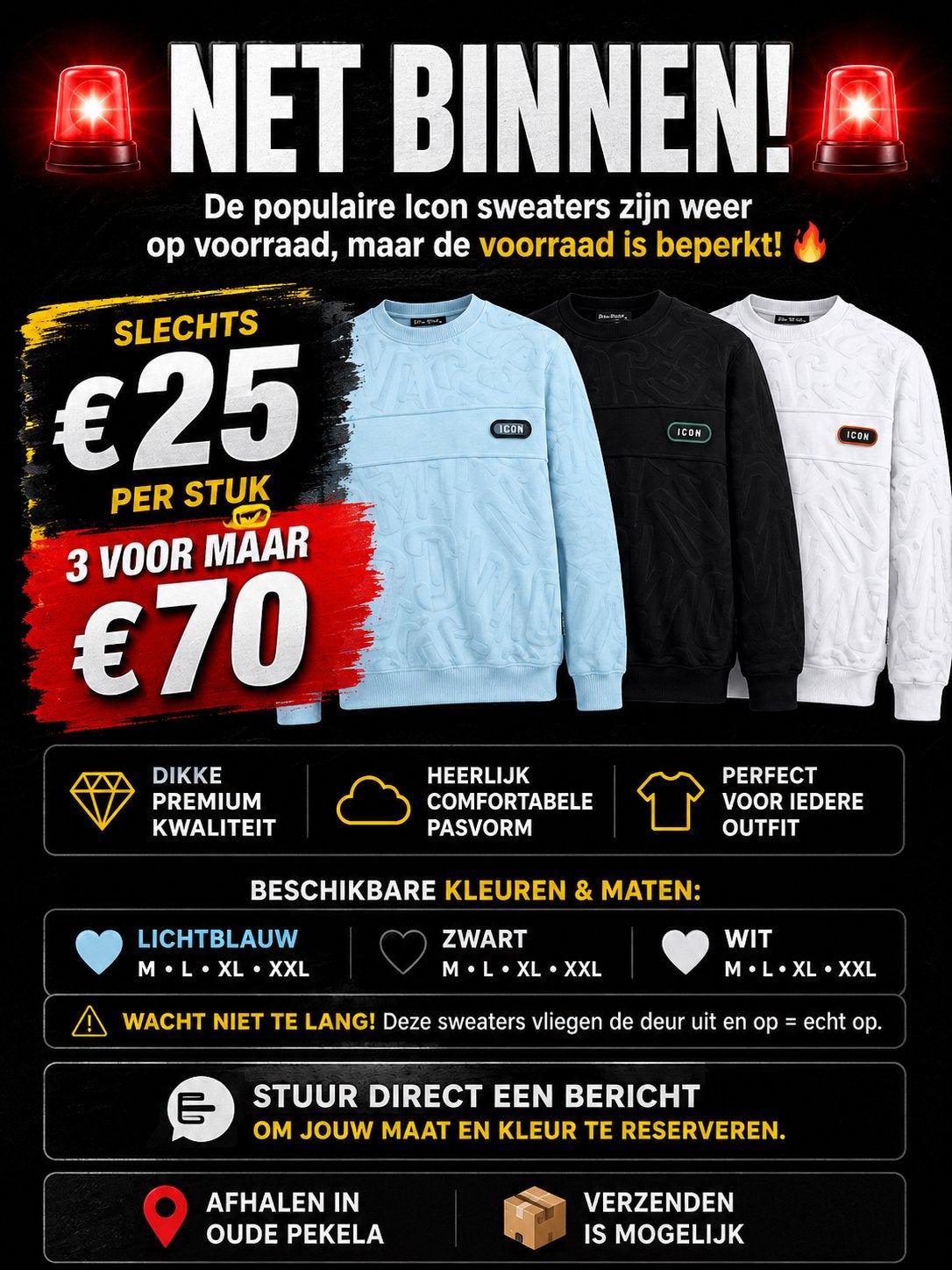 Icon sweaters diverse maten, Kleding | Heren, Ophalen of Verzenden, Nieuw