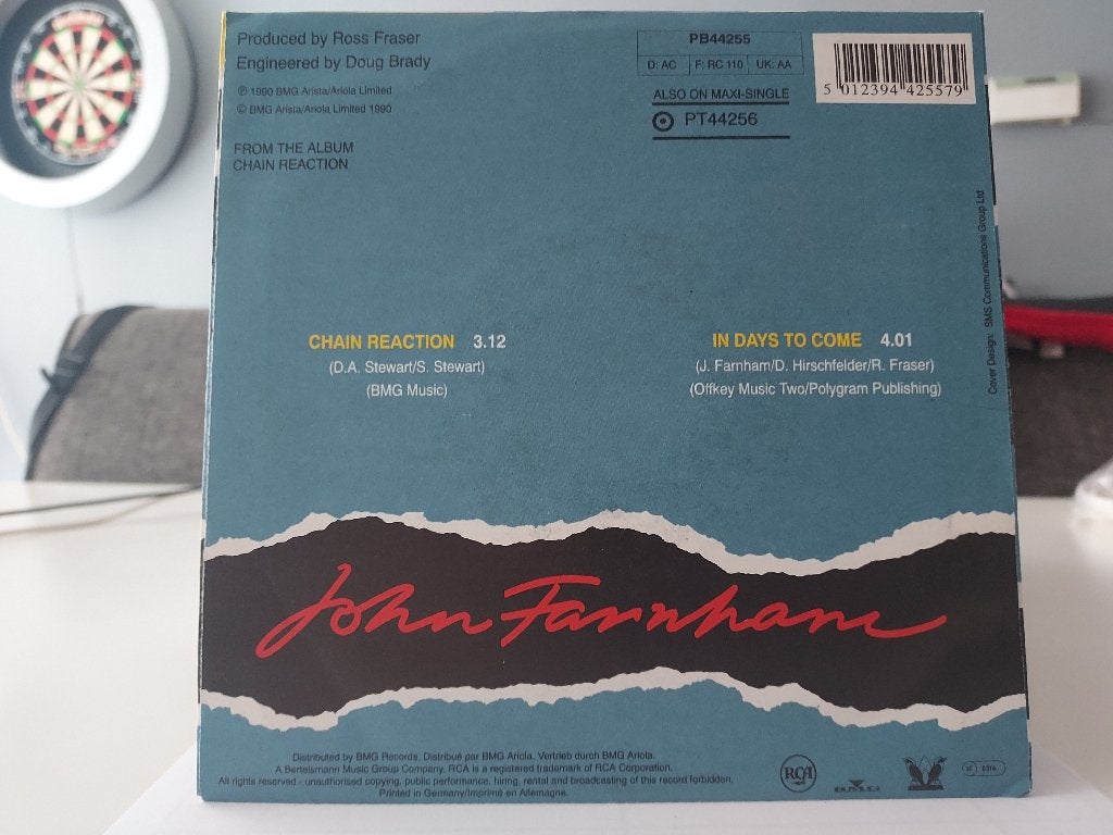 7" Single John Farnham - Chain Reaction / In Days To Come, Gebruikt, 7 inch, Ophalen of Verzenden, Pop