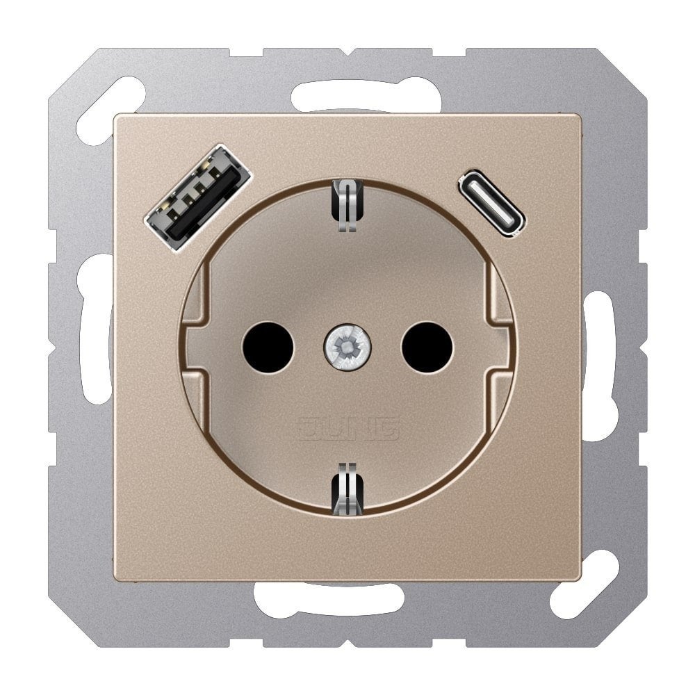 WCD RA 1-voudig inbouw + USB A & C A500 champagne, Verzenden, Nieuw