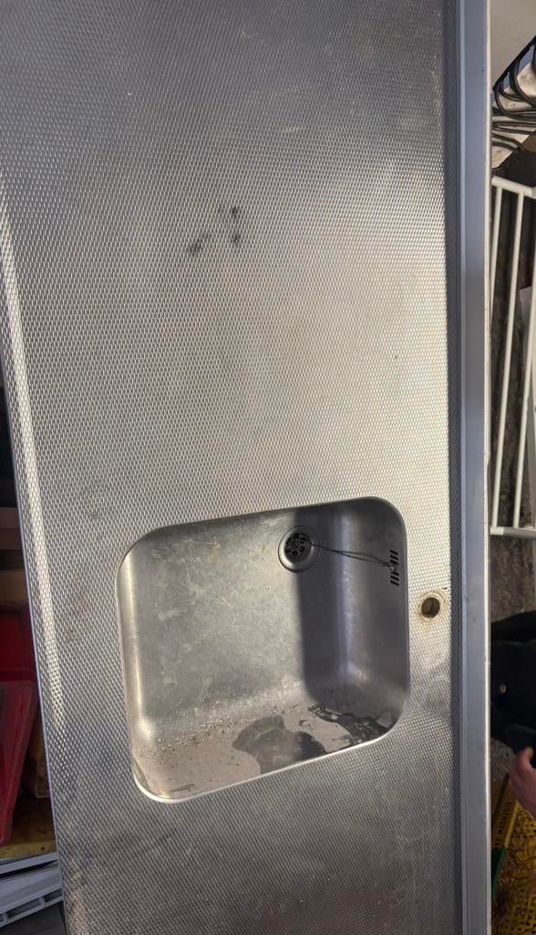 Aanrechtblad rvs 222 x 60, Huis en Inrichting, Keuken | Keukenelementen, Ophalen, Zo goed als nieuw, 50 tot 75 cm, Minder dan 100 cm