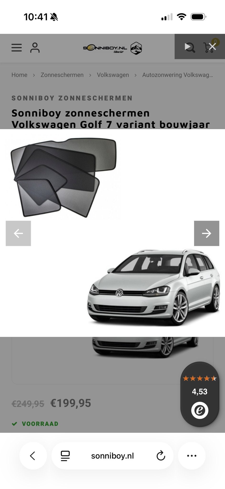 Originele vw zonneschermen Volkswagen Golf 7 variant, Ophalen of Verzenden, Nieuw, Overige typen