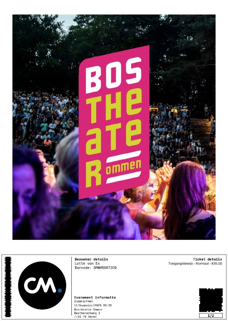 Suzan & Freek – Bostheater Ommen – Vrijdag 11 september 2026, Twee personen, September, Overige typen