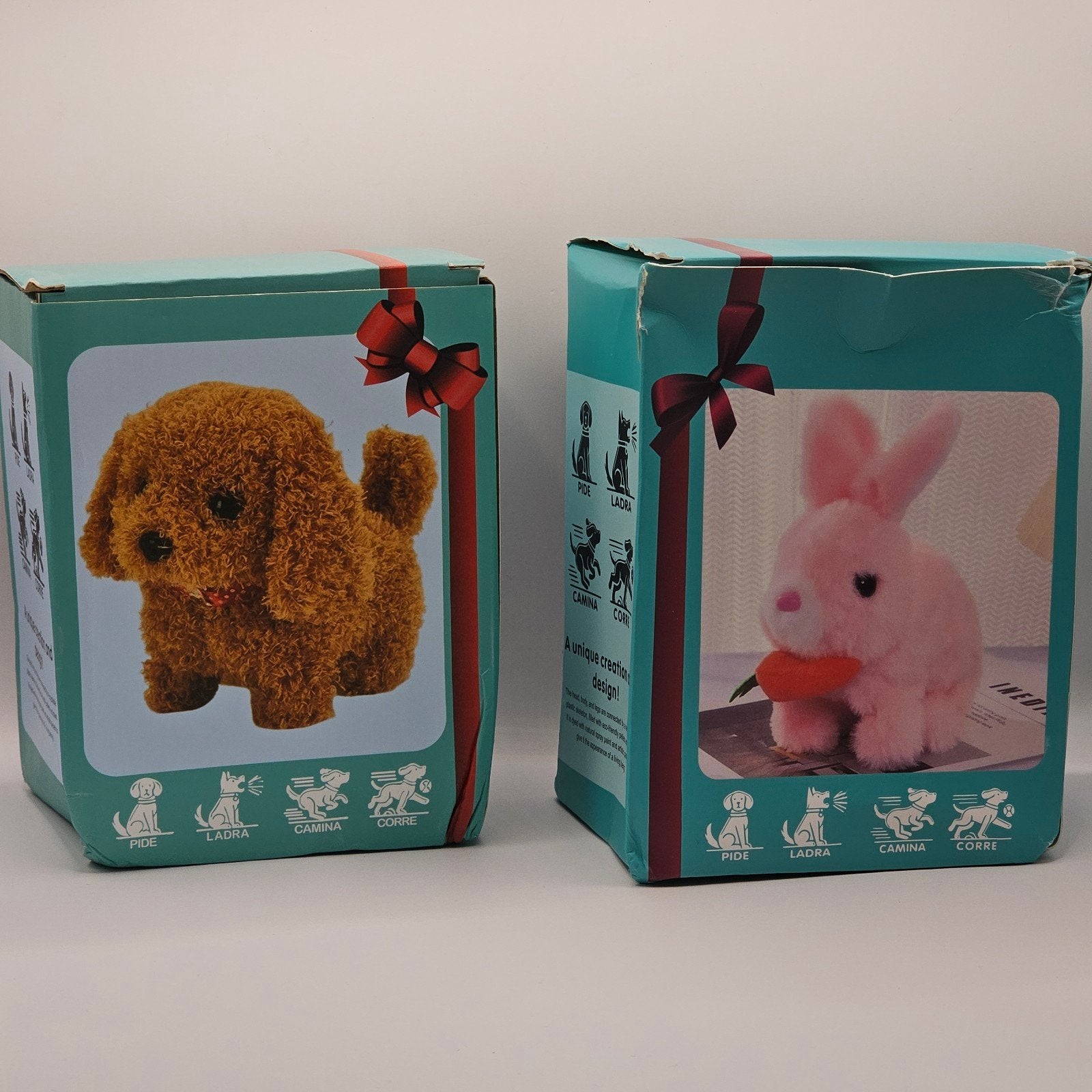 Interactieve knuffels: hondje en konijn met wortel, Overige karakters, Nieuw, Klein (minder dan 20 cm), Bruin