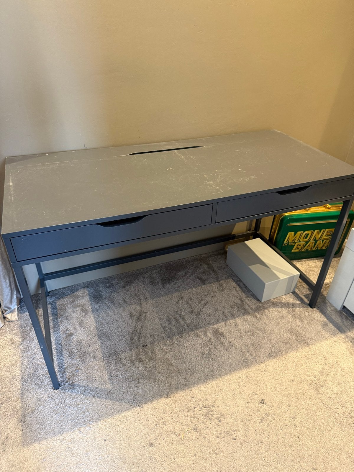 IKEA Bureau met lades - Grijs, Gebruikt, Met lades, Spaanplaat of MDF, Ophalen of Verzenden