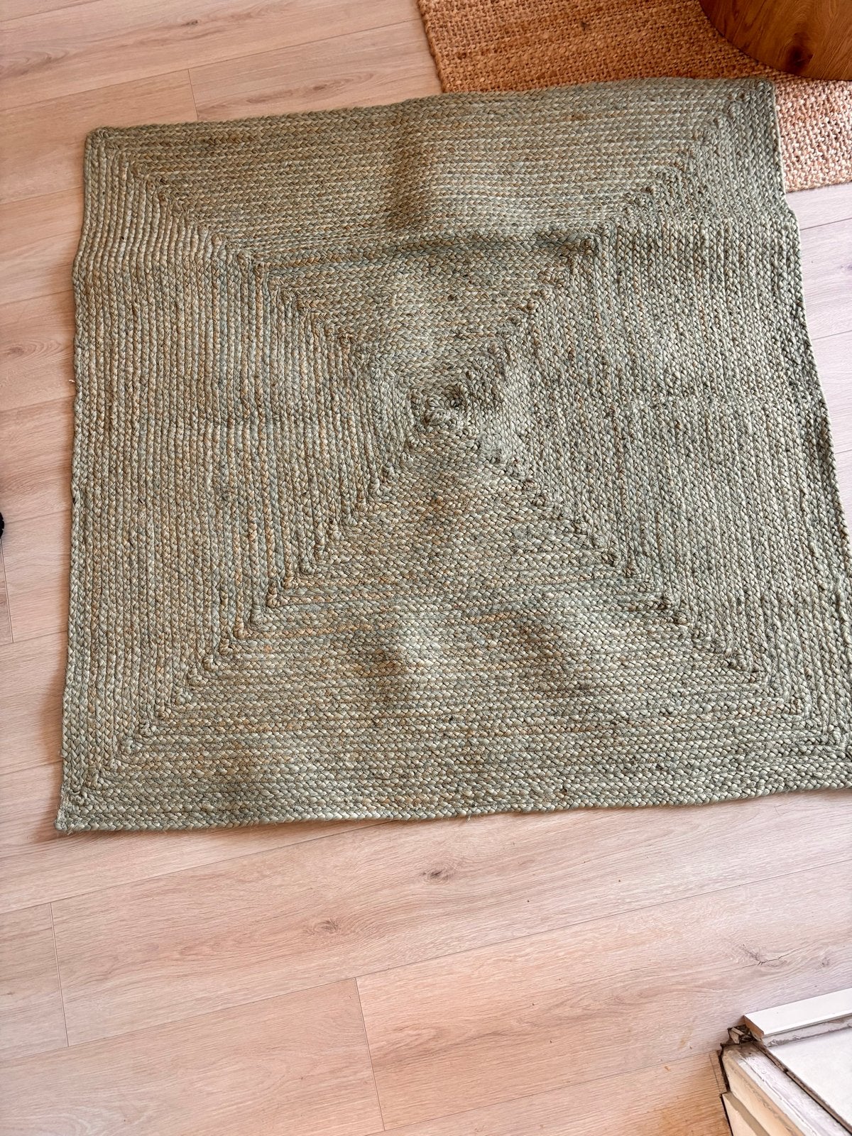 Juten vloerkleed vierkant - Natuurlijke uitstraling, Vierkant, Groen, Nieuw, 200 cm of meer