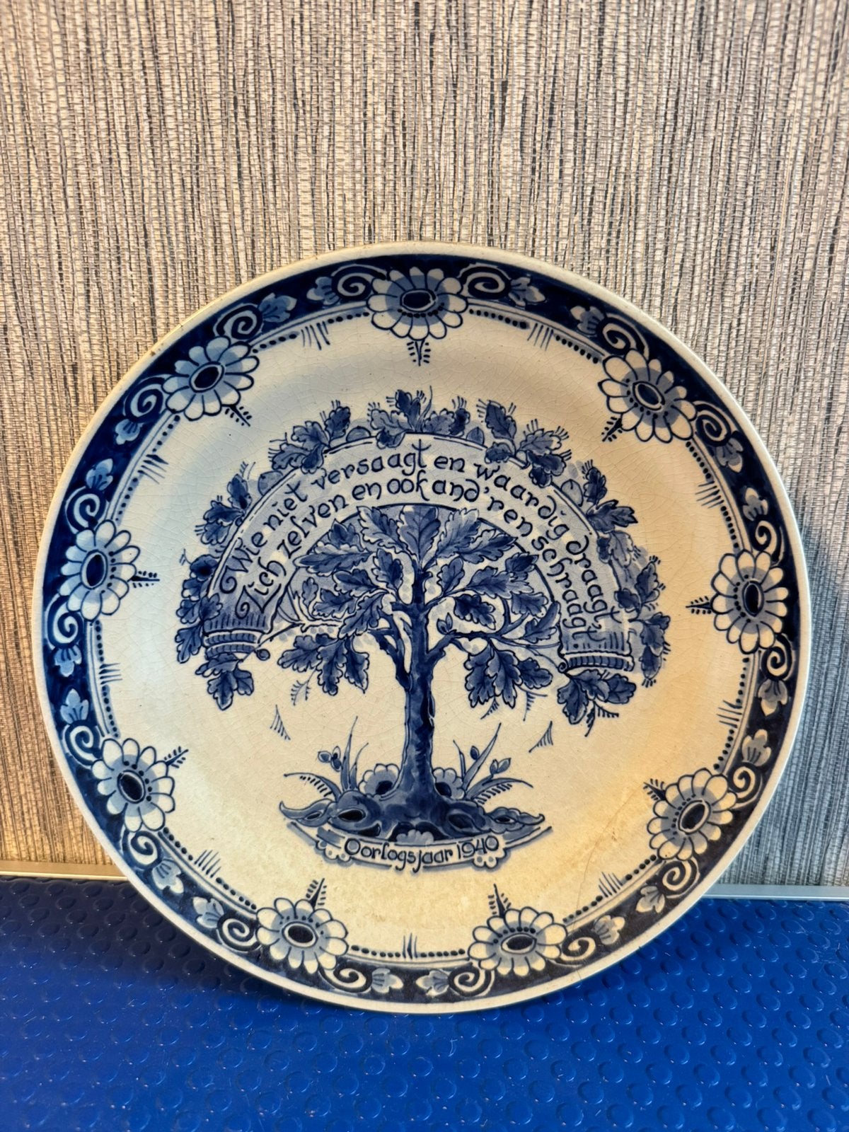 Antiek Delfts Blauw Herdenkingsbord 1940, De Porceleyne Fles, Antiek en Kunst, Ophalen of Verzenden