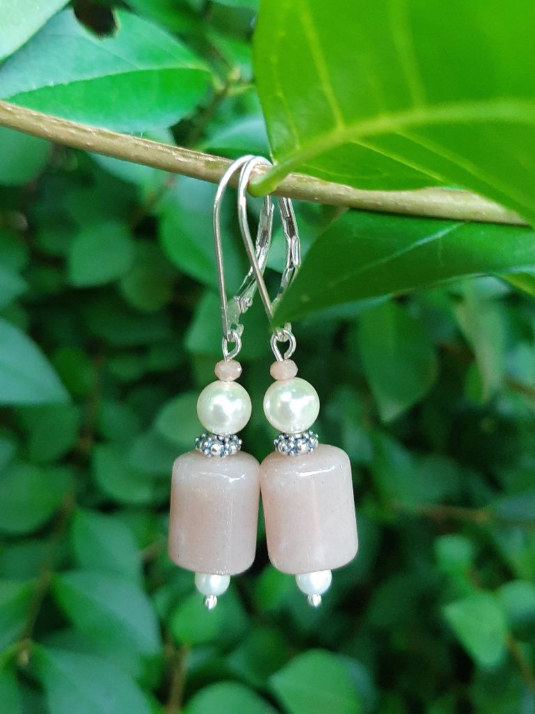 Oorbellen Pearly Sun zonnesteen-kristalglas-swarovski zilver, Sieraden, Tassen en Uiterlijk, Edelstenen, Ophalen, Nieuw