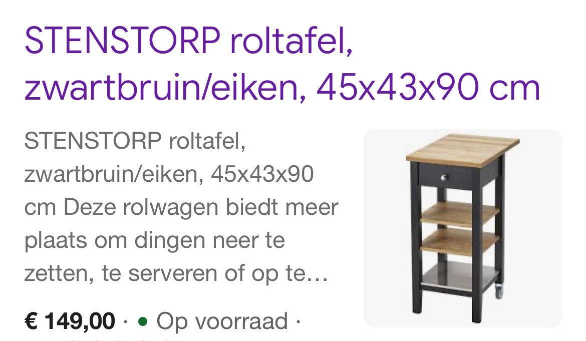 Ikea Stenstorp roltafel mini keukeneiland (nwpr €149), Ophalen, Gebruikt, Hout, IKEA