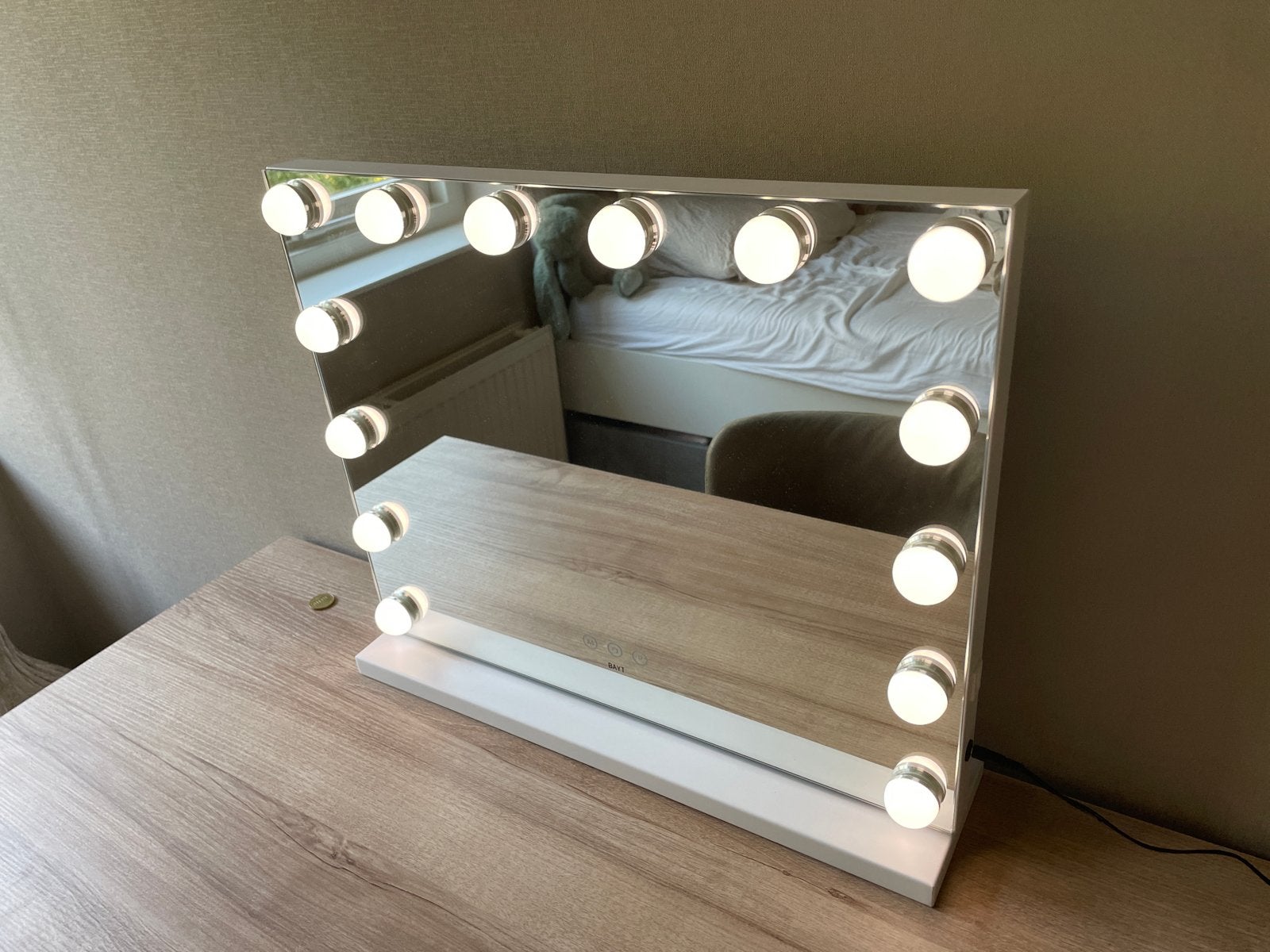 Mooie make-up spiegel met verlichting, Huis en Inrichting, Ophalen, Gebruikt, Minder dan 100 cm, Rechthoekig