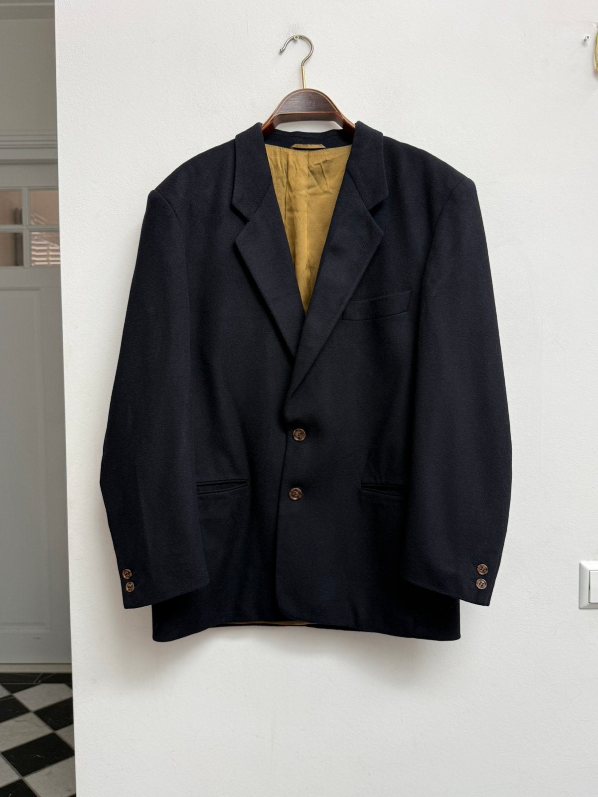 Hugo Boss 20 blauwe cashmere wollen blazer, vintage, maat 52, Kleding | Heren, Ophalen of Verzenden, Zo goed als nieuw, Maat 52/54 (L)