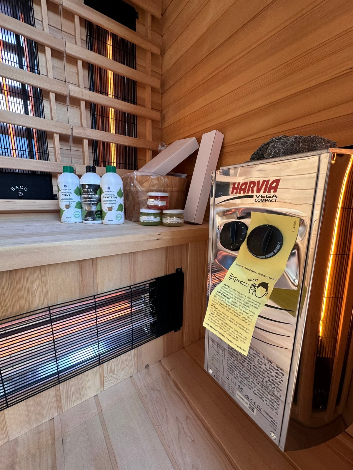 Showmodel Combi Sauna | Infrarood + 3,5kW Harvia 230V| OP=OP, Info@inner-stillness.nl, Fins of Traditioneel, 7665VB, Complete sauna
