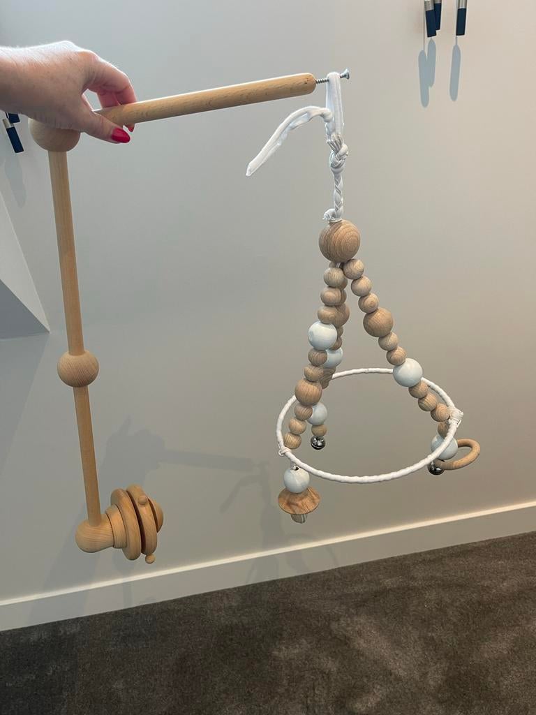 Houten mobiel met kralen, Ophalen of Verzenden, Gebruikt, Mobiel, Met geluid