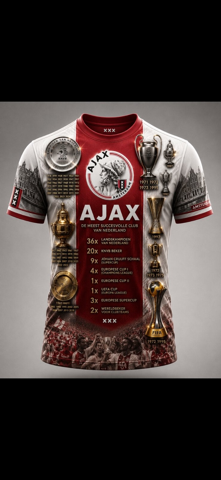 Ajax T-shirt - Alle maten beschikbaar (tot 6XL), Nieuw, Overige maten, Ophalen of Verzenden, Rood