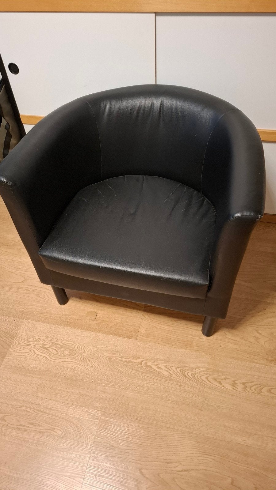 IKEA Tullsta fauteuil - Zwart kunstleer, Gebruikt, Minder dan 75 cm, Ophalen of Verzenden, 50 tot 75 cm