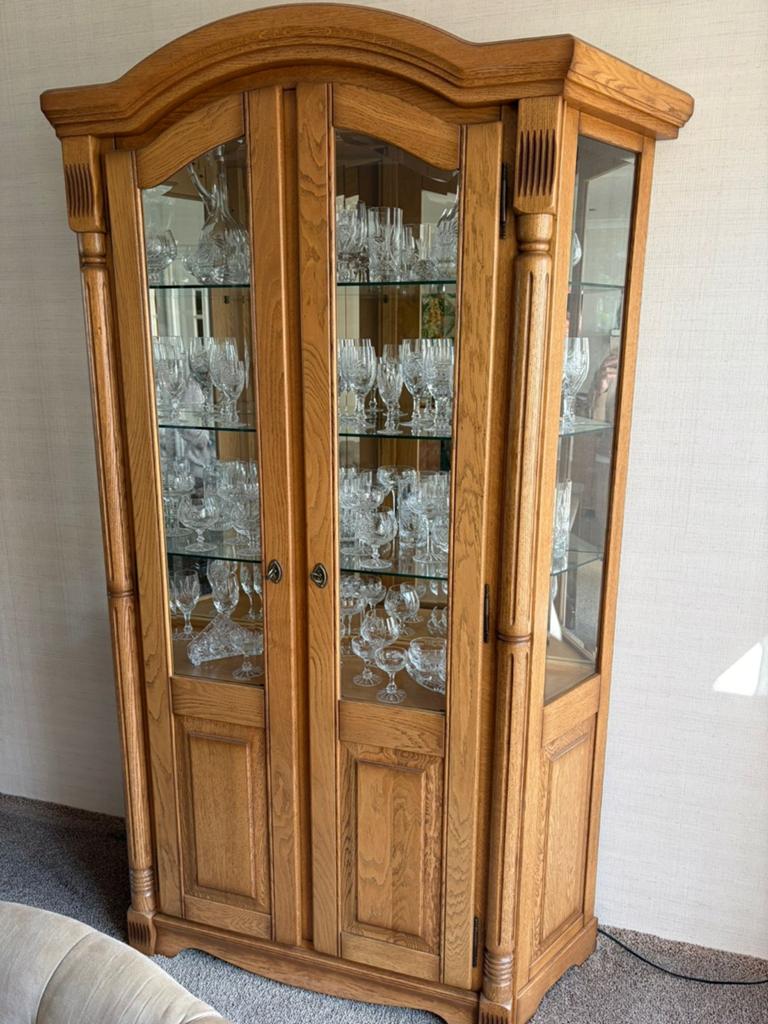 Mooie eiken vitrinekast, Ophalen, Glas, Met deur(en), 50 tot 100 cm