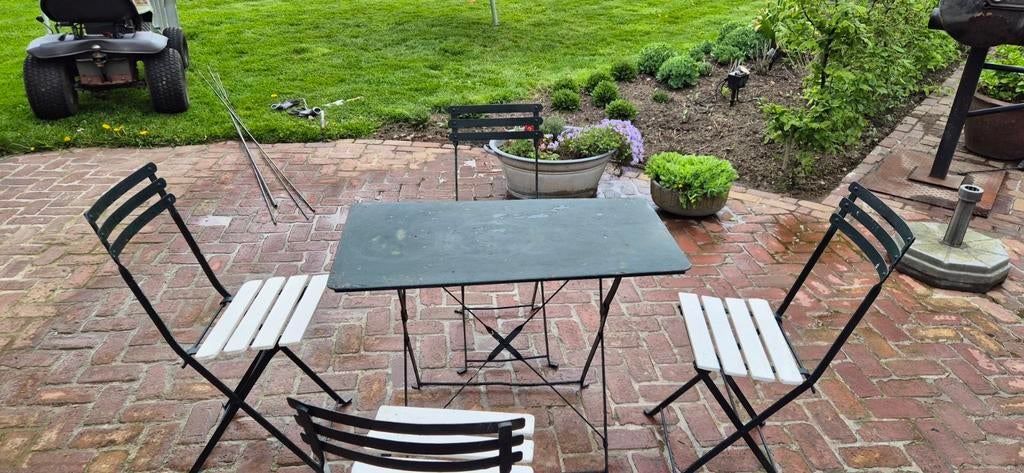 Tuinset met 4 stoelen en tafel, Tuin en Terras, Tuinsets en Loungesets, Ophalen of Verzenden, Gebruikt, Overige materialen