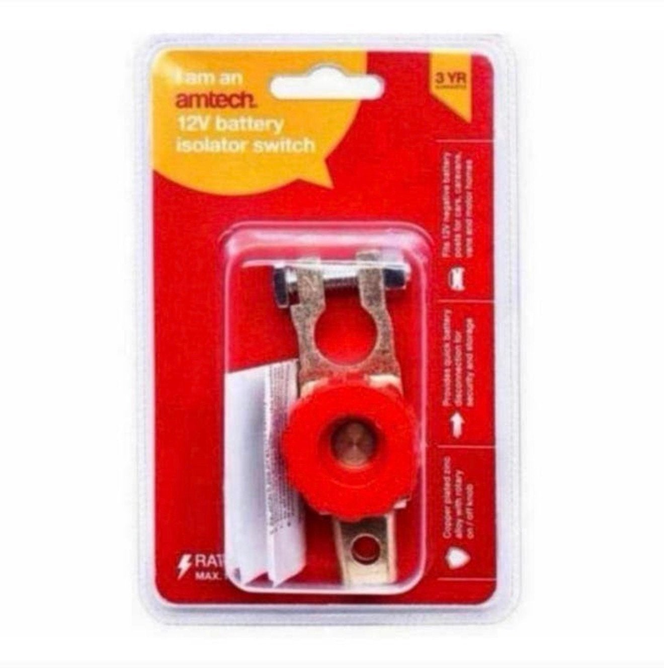 Amtech 12V Battery isolator switch - Accu schakelaar knop, Nieuw, Ophalen of Verzenden, H, H