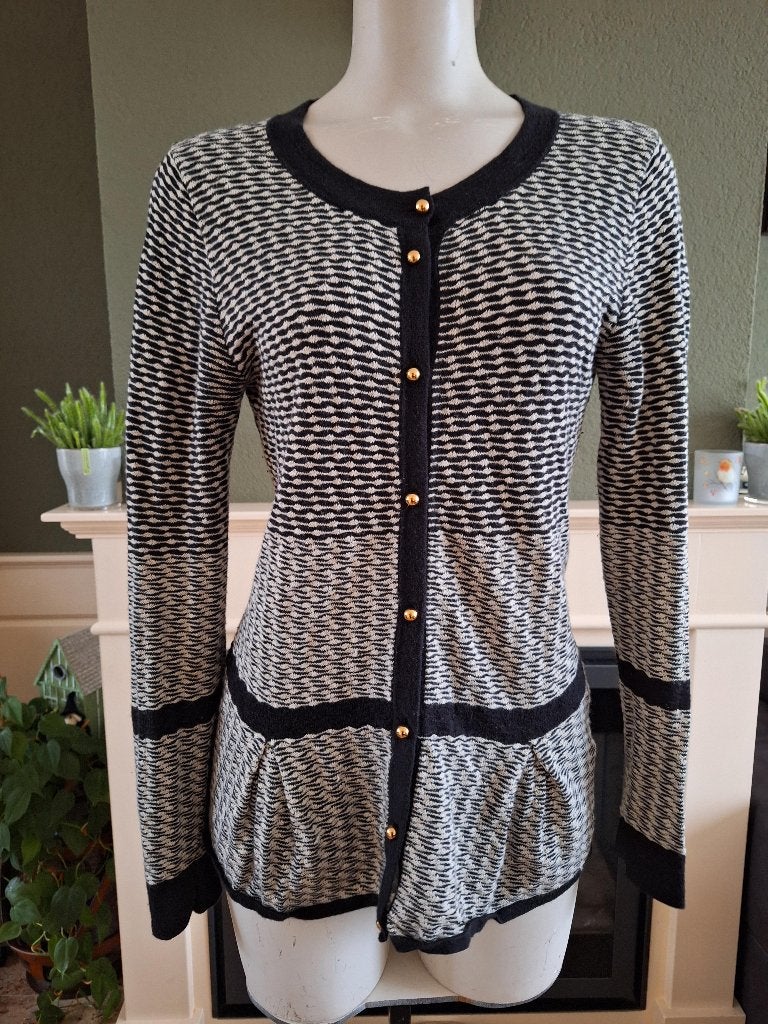 Caroline Biss zwart wit cardigan vest L 42, Verzenden, Zwart, Maat 42/44 (L), Gedragen