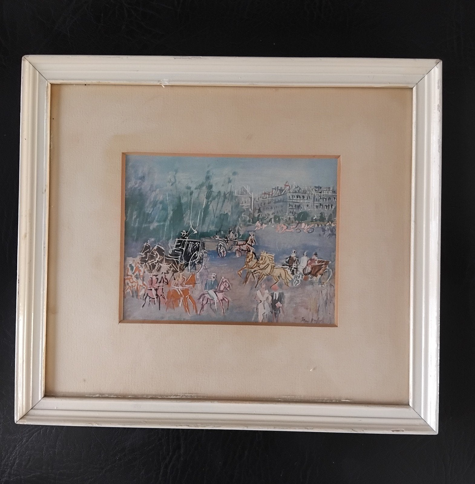 Jean Dufy - Bois de Boulogne (Reproductie), Gouache, Impressionistisch, Ophalen of Verzenden, Ingelijst
