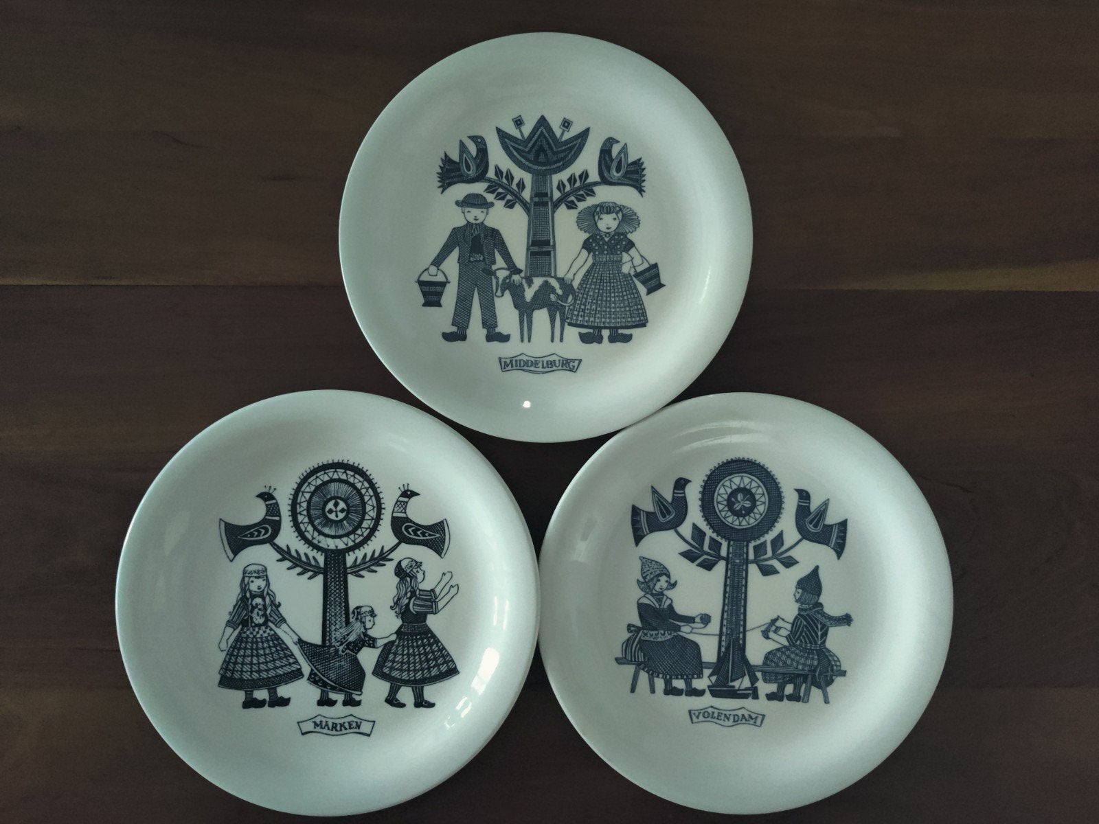 Set van 3 nostalgische ontbijtborden, Ophalen of Verzenden