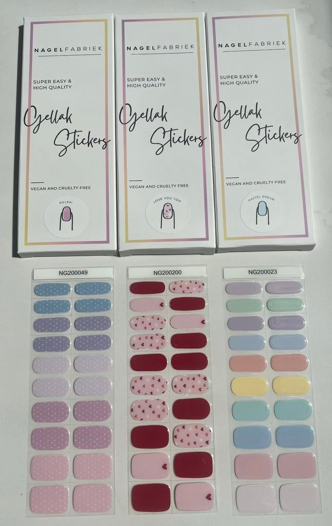 Nagelfabriek Gellak Stickers Pastel Love Set, Info@nagelfabriek.nl, Verzenden, Gerrit de Voslaan 24, Nieuw