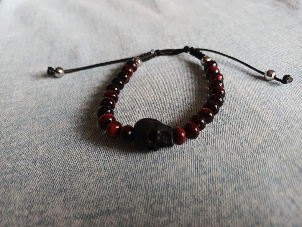 Heren armband met stainless steel eind kralen, Sieraden, Tassen en Uiterlijk, Armbanden, Ophalen of Verzenden, Nieuw, Zilver, Staal