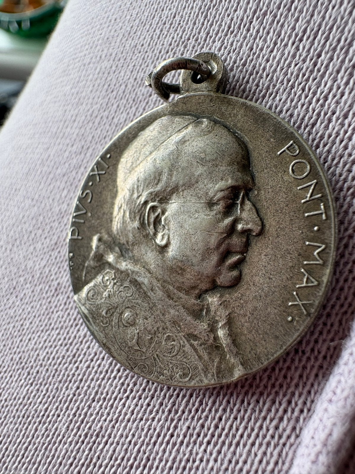 Antieke Zilveren Medaille Paus Pius XI & Sint Petrus (8g), Ophalen of Verzenden