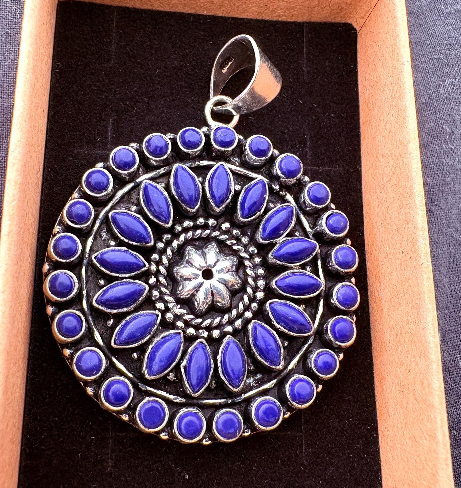 Lapis lazuli blauw zilver 925 hanger pendant, Verzenden, Nieuw, Blauw, Zilver