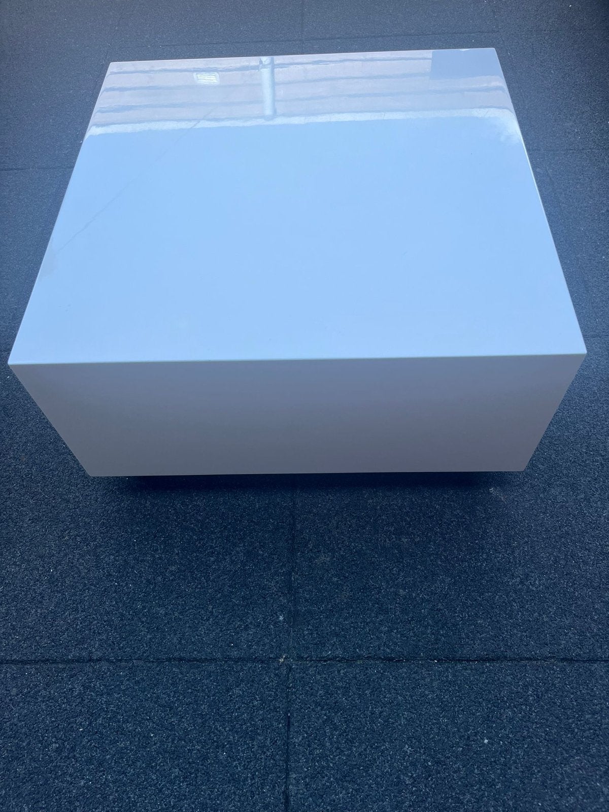 Witte salontafel op wieltjes, modern design, Ophalen, Gebruikt, Vierkant, 50 tot 100 cm