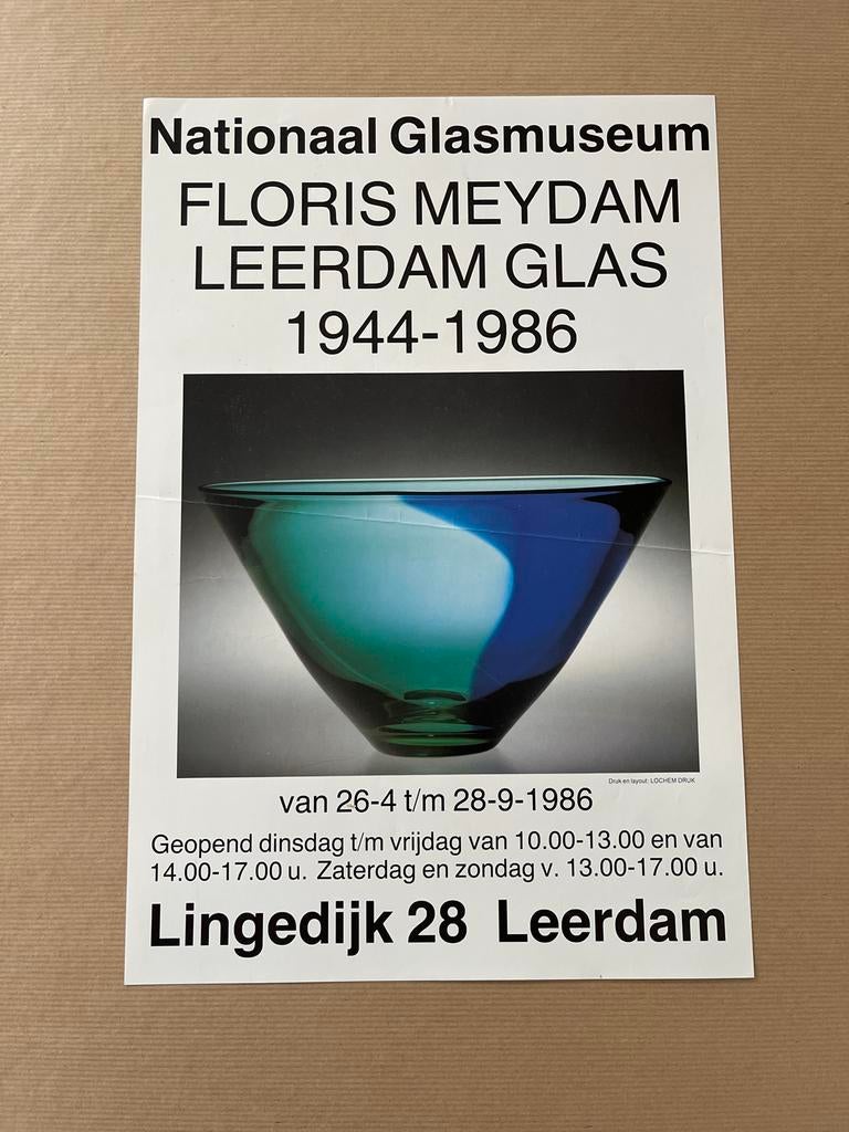 Poster Nationaal Glasmuseum Floris Meydam Leerdam Glas, Ophalen of Verzenden, A1 t/m A3, Overige onderwerpen, Rechthoekig Staand