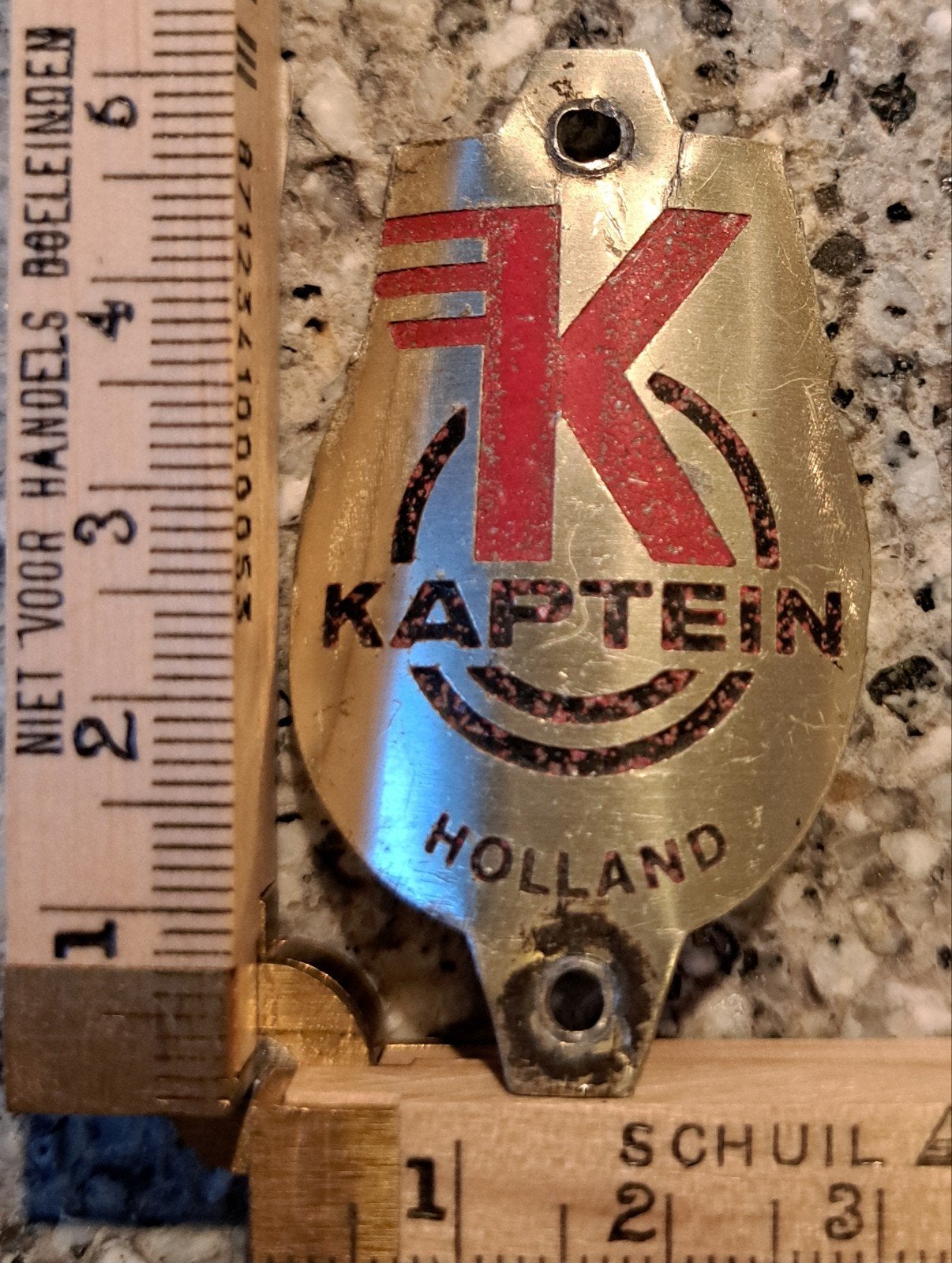 oude balhoofdplaat markplaats Kaptein Holland ong. 1950, Ophalen of Verzenden, Gebruikt, Kapitein