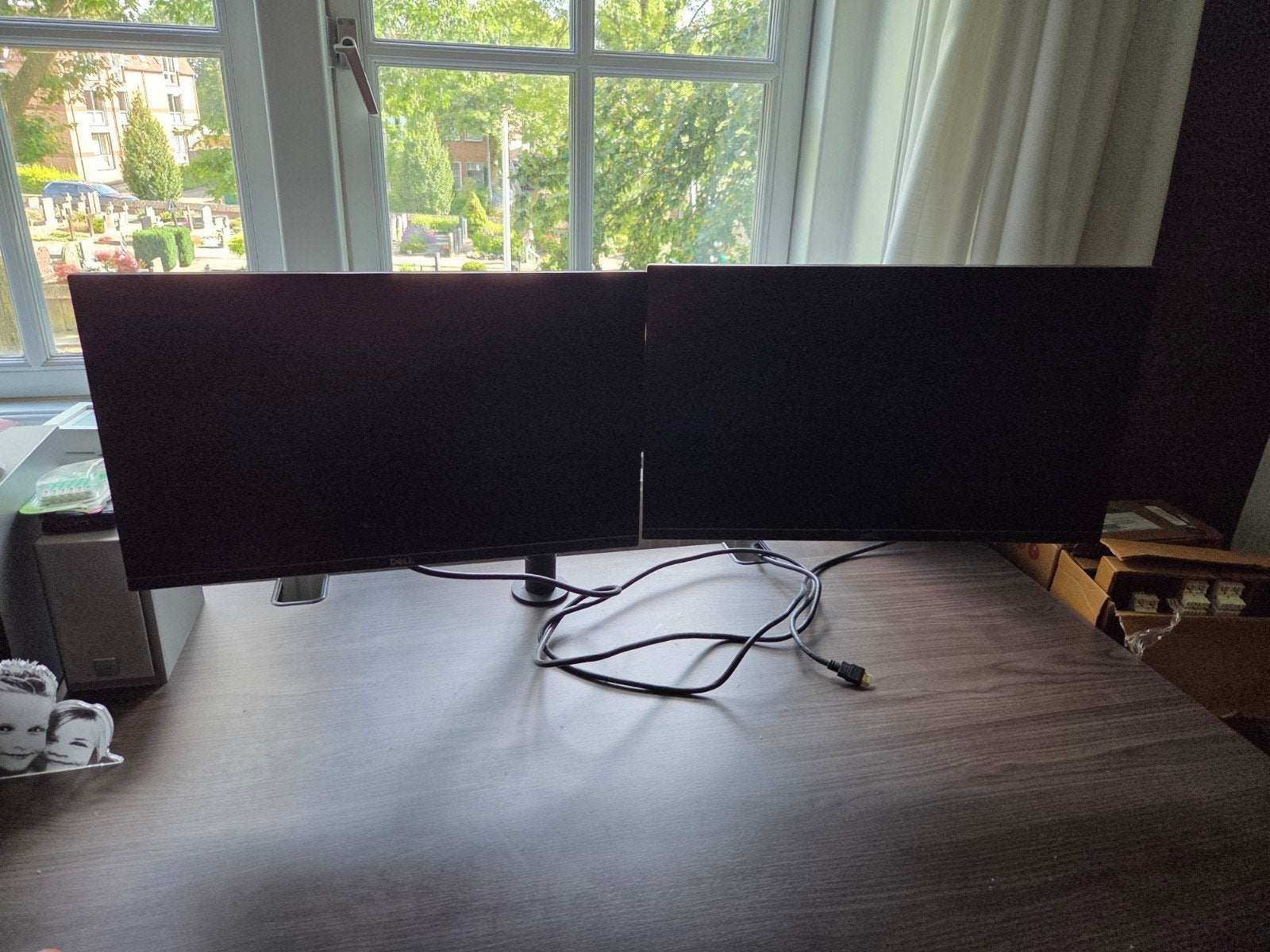 2x Dell P2219H monitoren met dubbele monitorarm, Ophalen, IPS, Full HD, Zo goed als nieuw