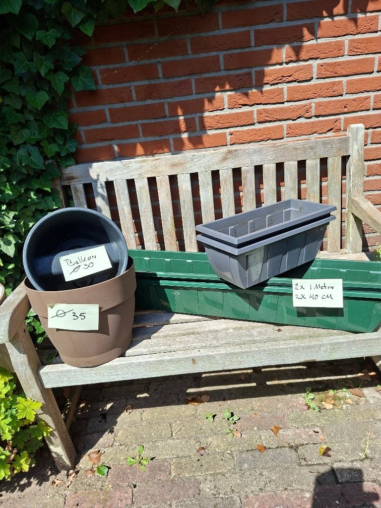 Kunststof plantenbakken (6 stuks), Tuin en Terras, Bloembakken en Plantenbakken, Ophalen, Kunststof, Minder dan 30 cm, Rond