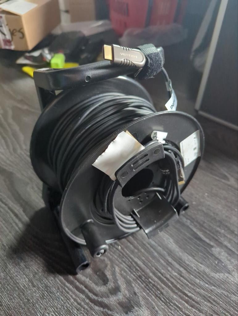 Vention glasvezel HDMI kabel op haspel 50m, Ophalen of Verzenden, Gebruikt, 10 meter of meer, HDMI-kabel