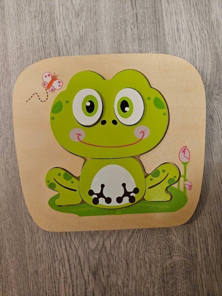 Houten kikker puzzel, Ophalen of Verzenden, Zo goed als nieuw, Van hout, Minder dan 10 stukjes