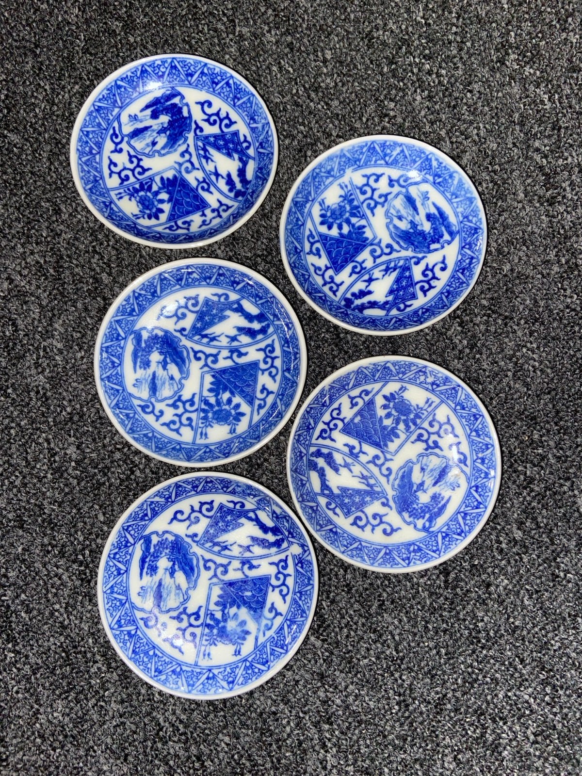 Set van 5 antieke Chinese blauw-witte porseleinen schaaltjes, Ophalen of Verzenden