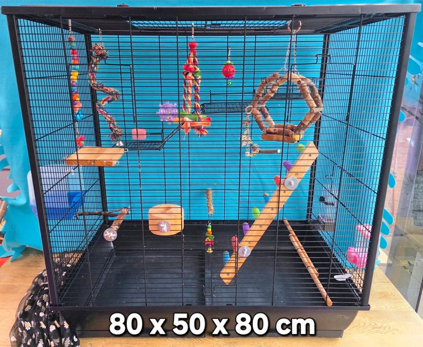 Grote Vogelkooi Met Veel Speelgoed en Zit Stokken 80x50x80, Dieren en Toebehoren, Vogels | Hokken en Kooien, Ophalen of Verzenden